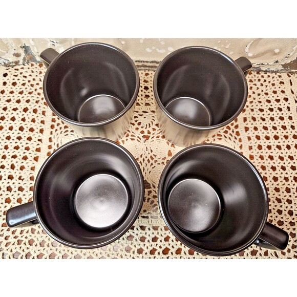 Set of 4 Stone + Lain Stoneware Ceramic Coffee Tea Cup Solid Dark Brown - Picture 2 of 6